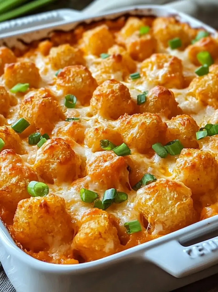 Buffalo Chicken Tater Tot Casserole