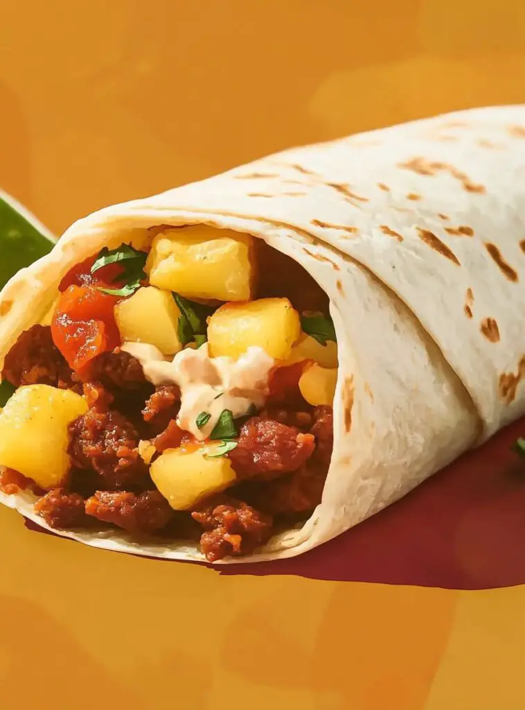 Breakfast Burrito with Potatoes and Chorizo