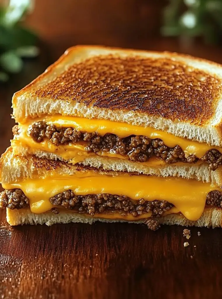 Ground Beef Grilled Cheese Sandwich