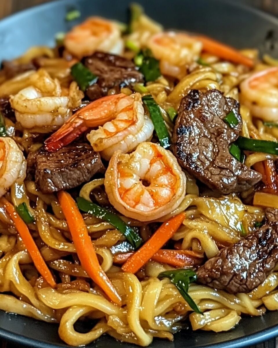Steak & Shrimp Stir-Fried Noodles