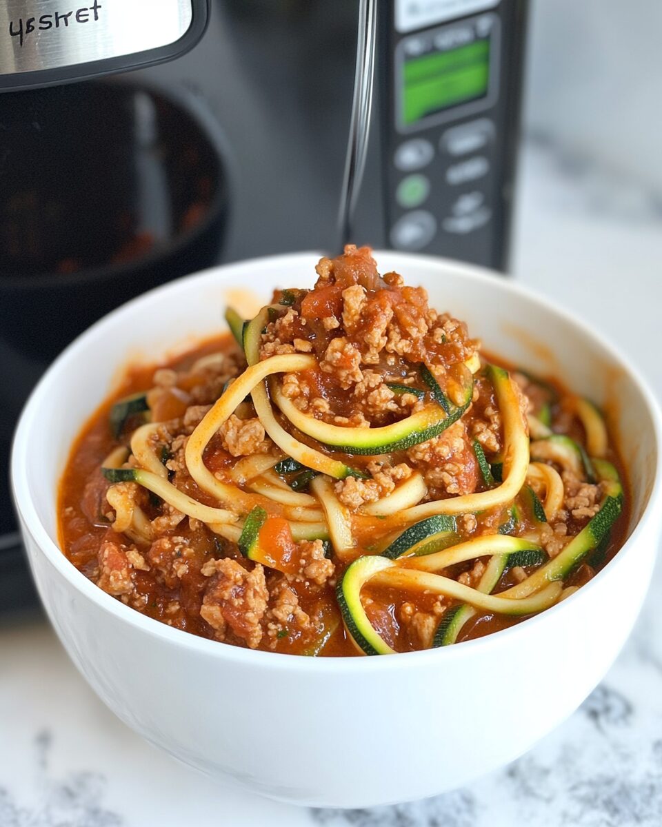 Slow Cooker Turkey Bolognese with Zucchini Noodles