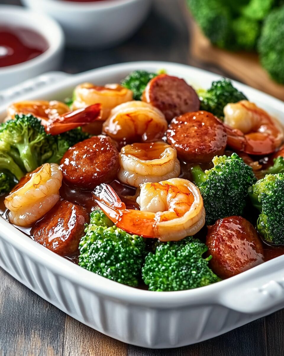 Honey Garlic Shrimp with Sausage and Broccoli