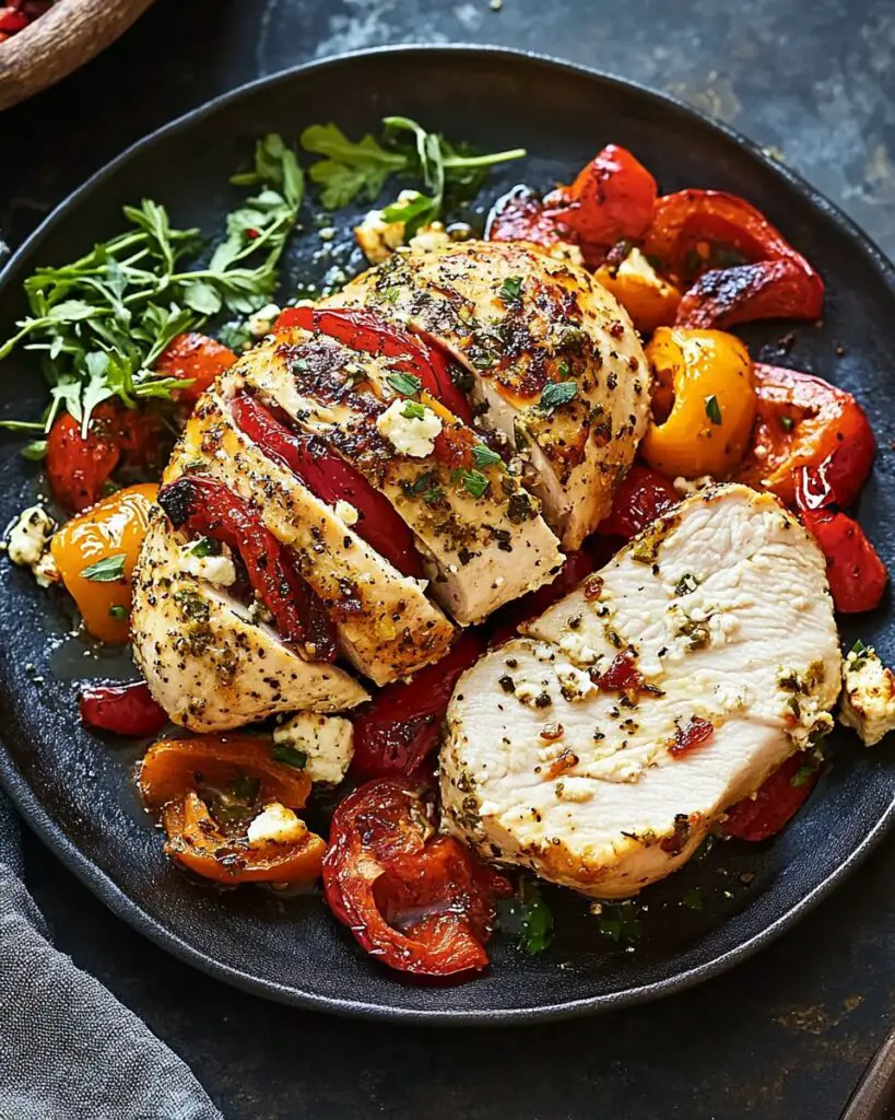 Feta and Roasted Red Pepper Stuffed Chicken