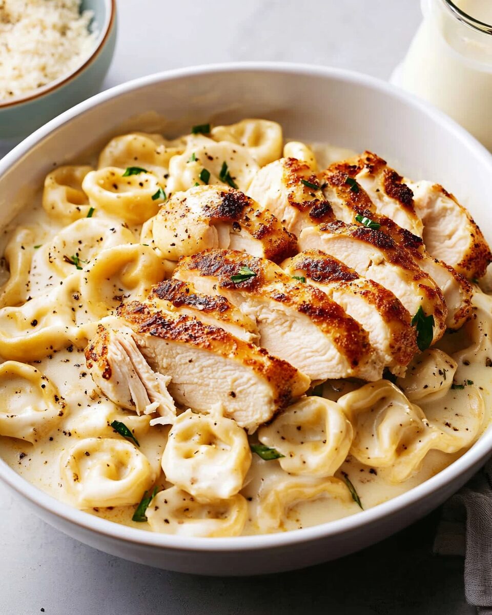 Asiago Tortelloni Alfredo with Grilled Chicken