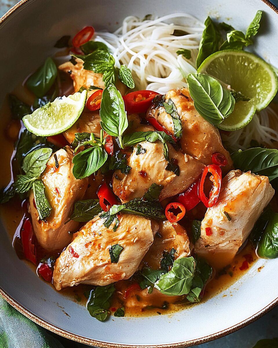 Spicy Slow Cooker Chicken with Lime, Basil & Mint