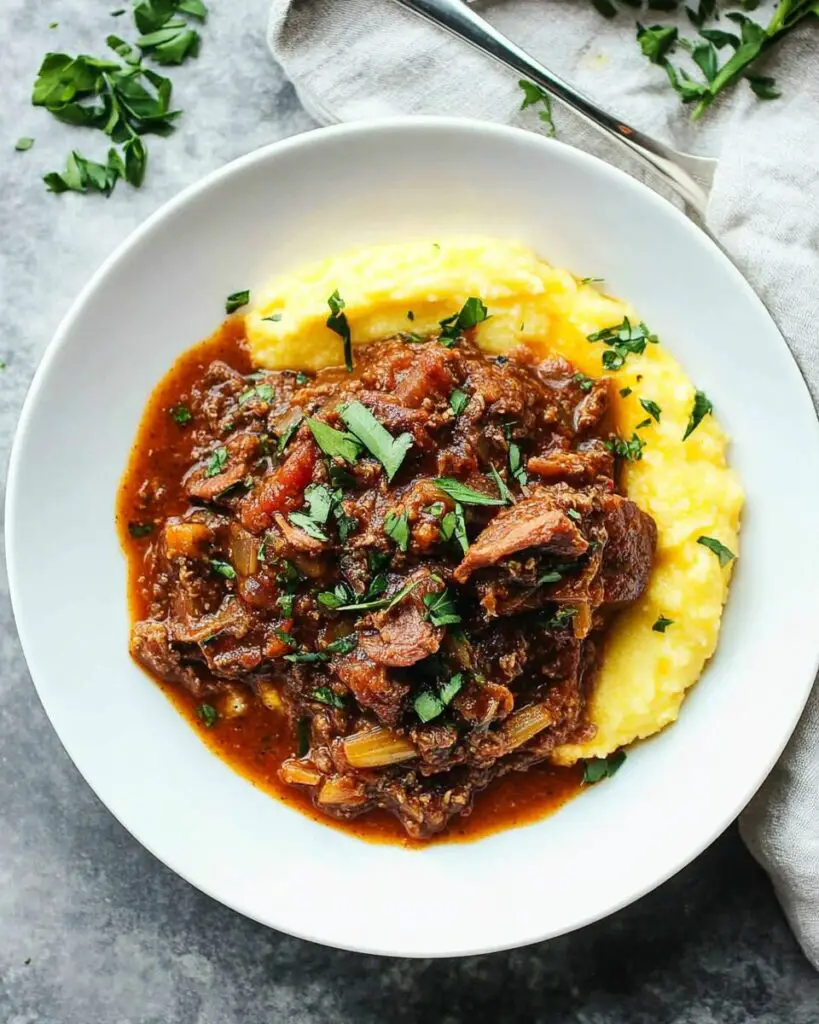 Slow Cooked Beef Ragu with Creamy Polenta