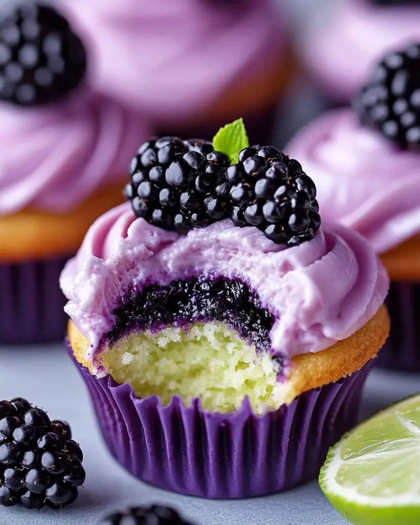Blackberry Lime Cheesecake Cupcakes
