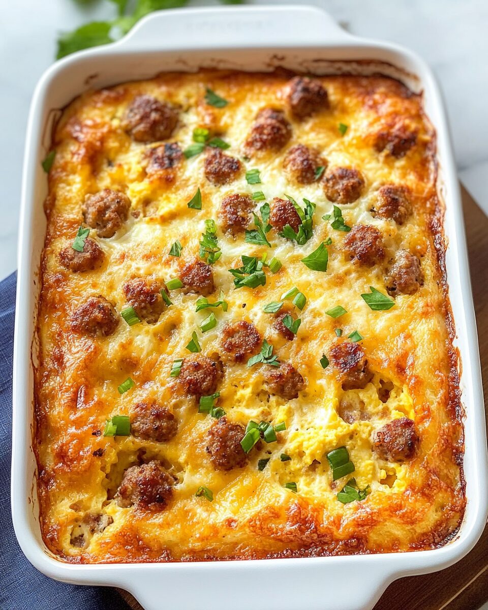 Cheesy Sausage Hash Brown Breakfast Casserole