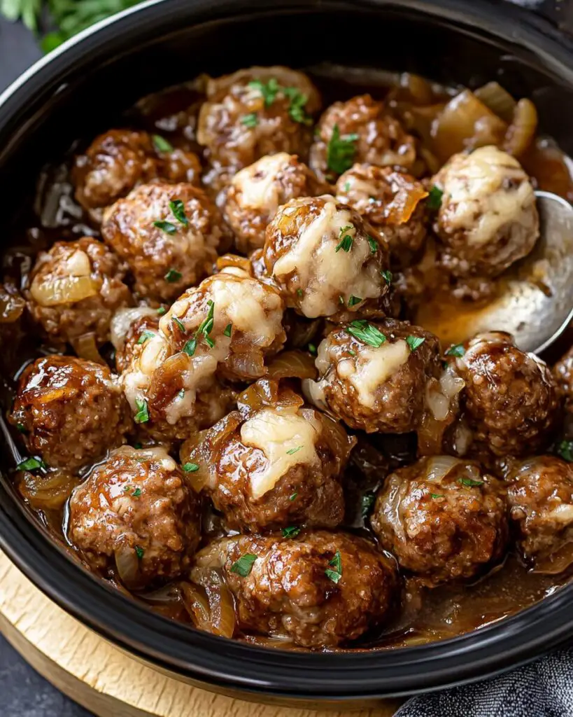 Crockpot French Onion Meatballs