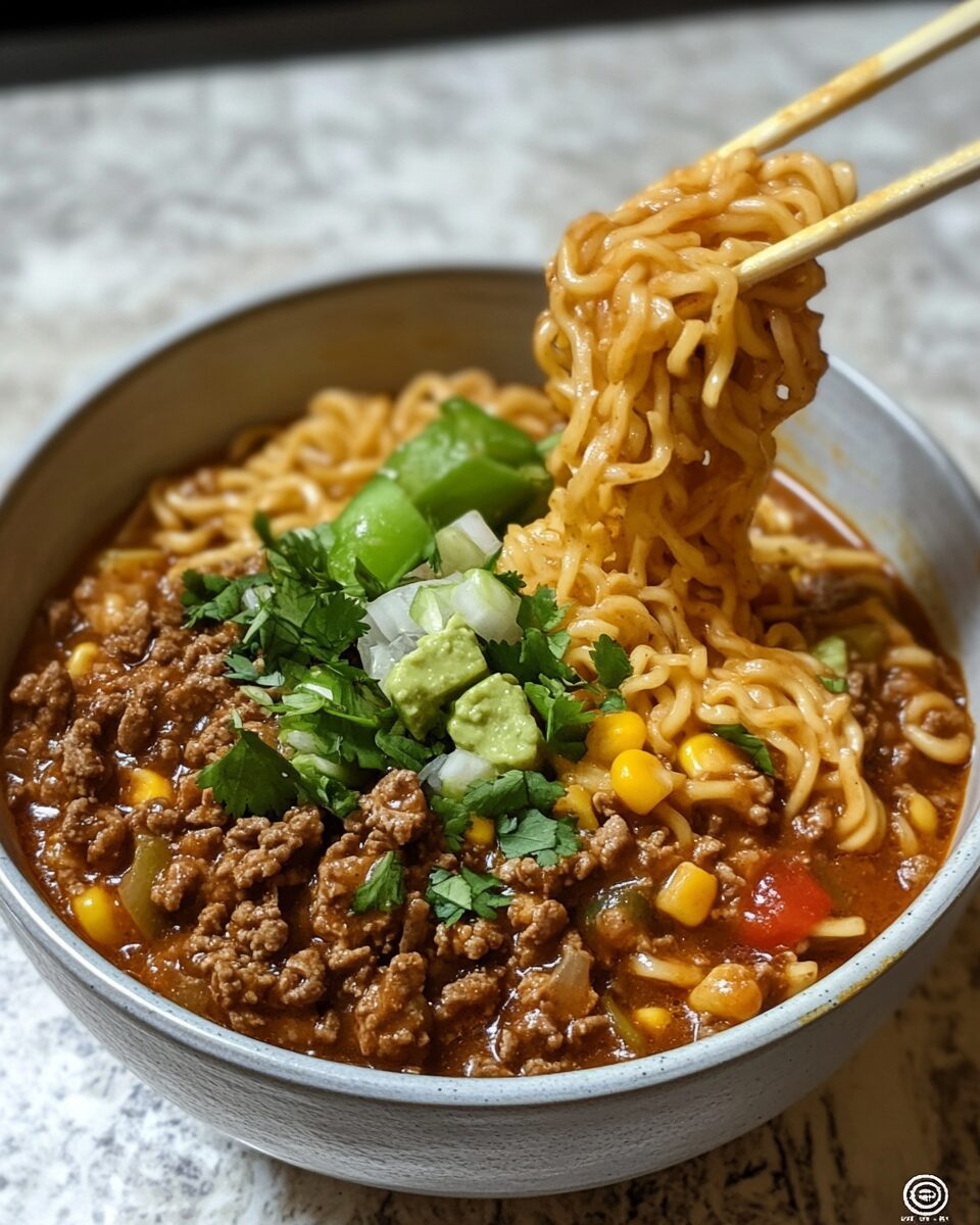 Slow Cooker Taco Beef Ramen