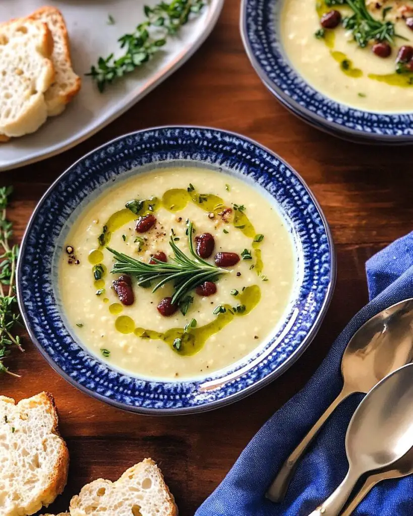 Creamy Cauliflower Soup with Rosemary-Parsley Oil