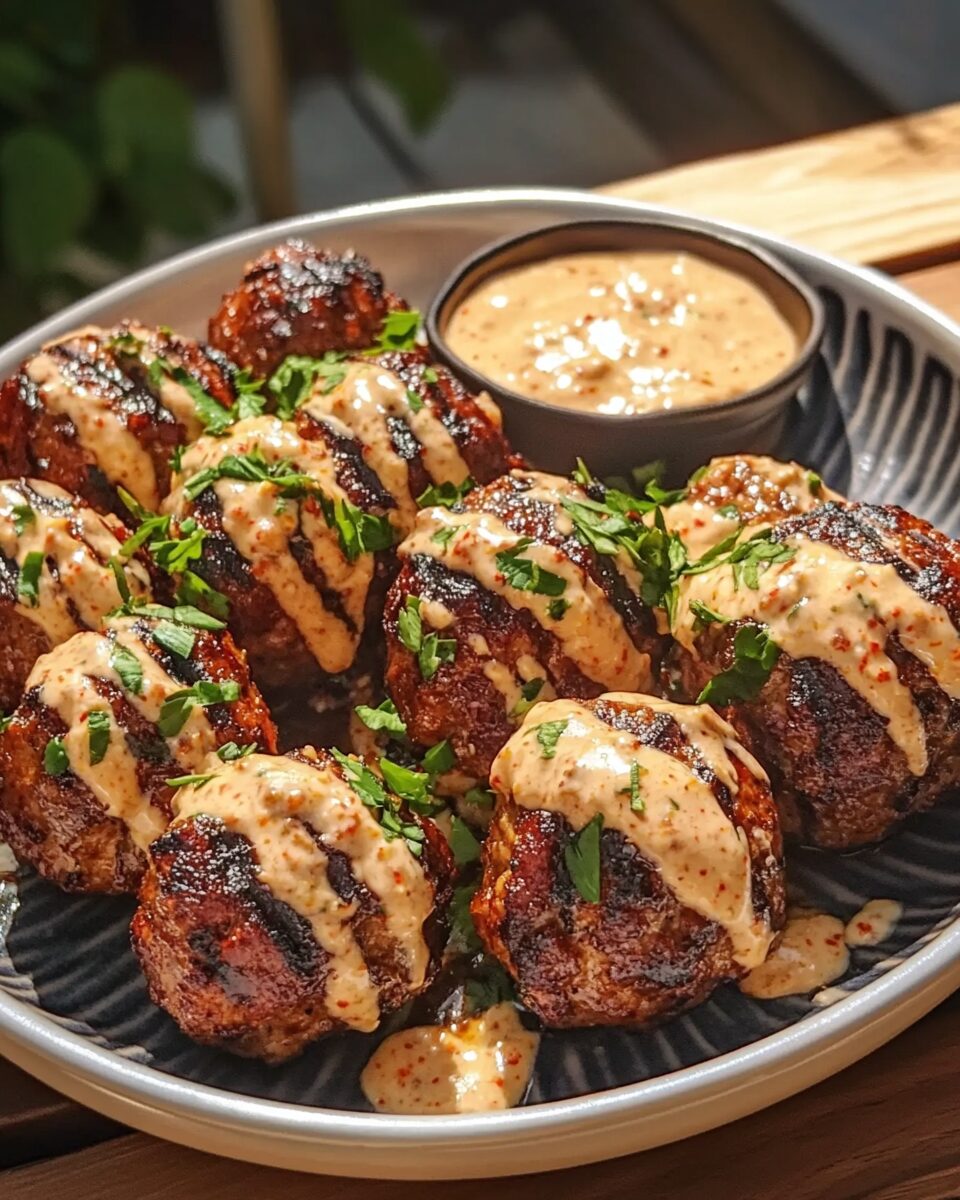 Korean BBQ Meatballs with Spicy Mayo Dip