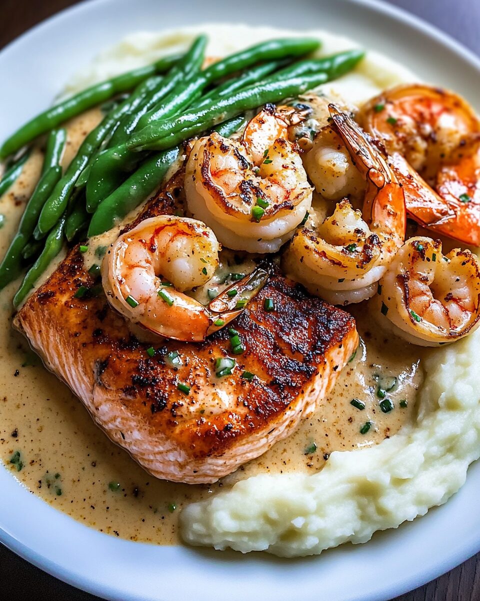 Cajun Shrimp and Salmon with Garlic Cream Sauce