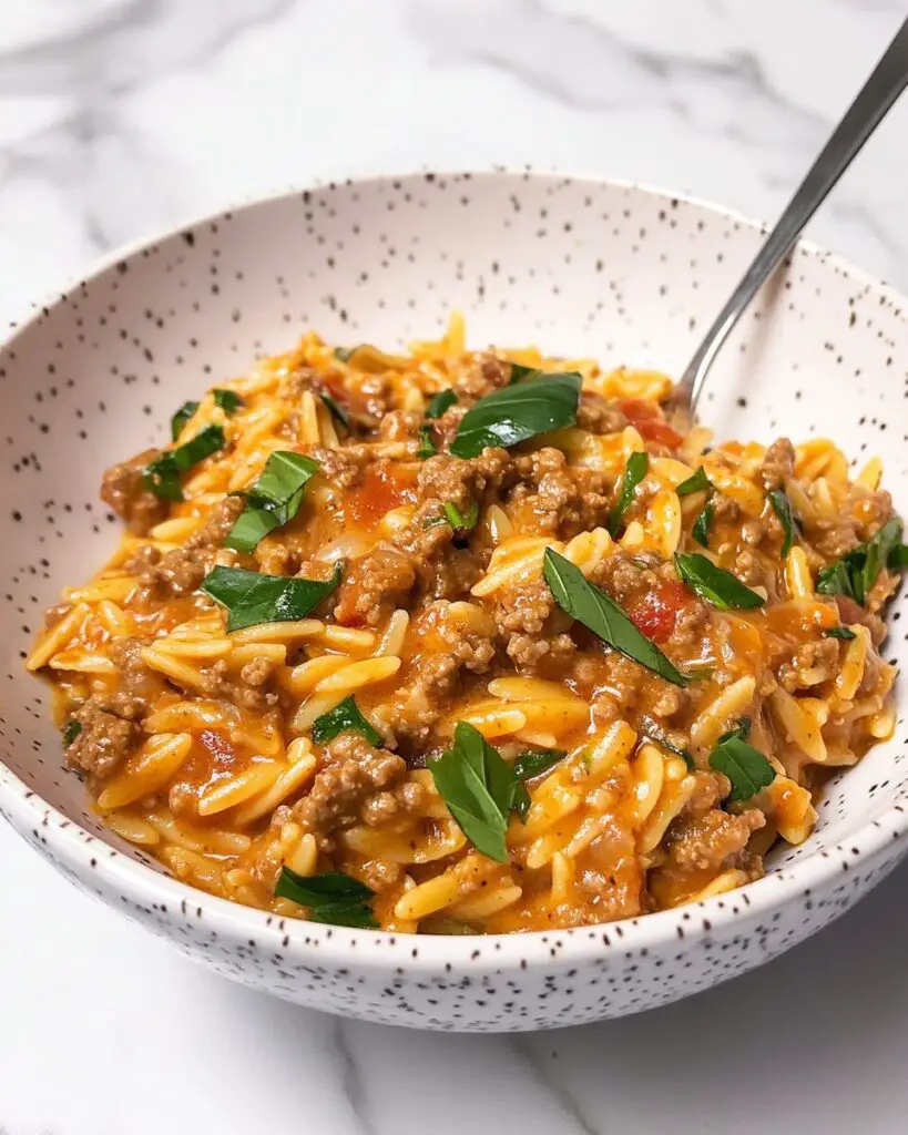 Creamy Ground Beef Orzo