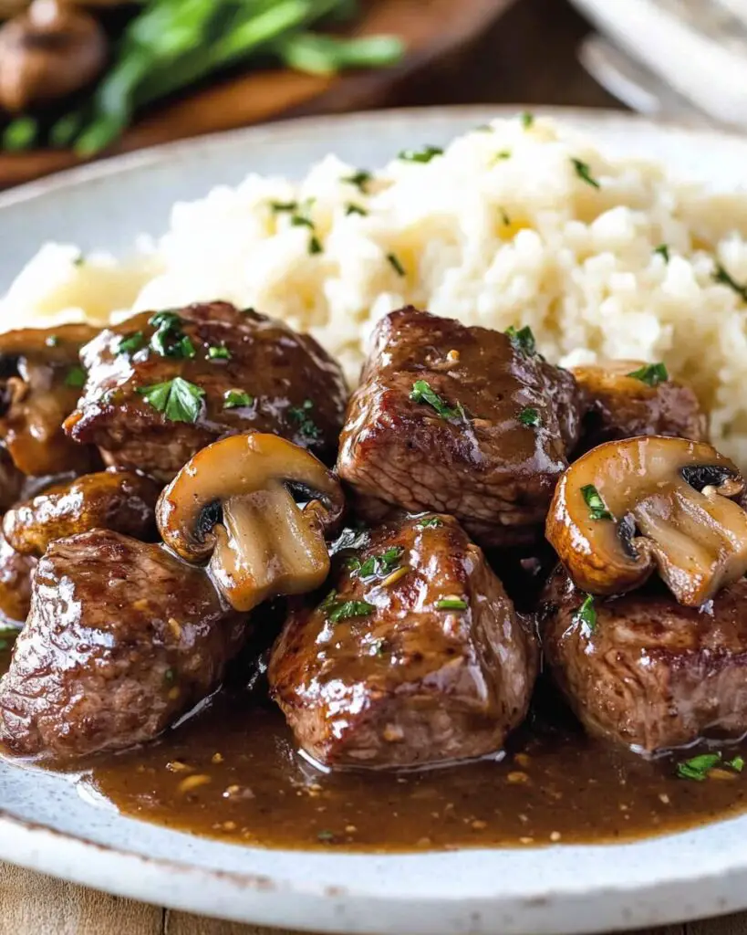 Beef Tenderloin Tips in Mushroom Gravy