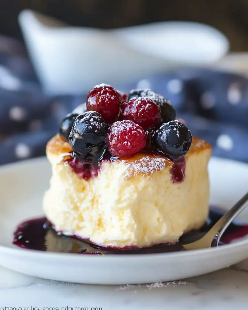Blintz Soufflé with Blueberry Sauce