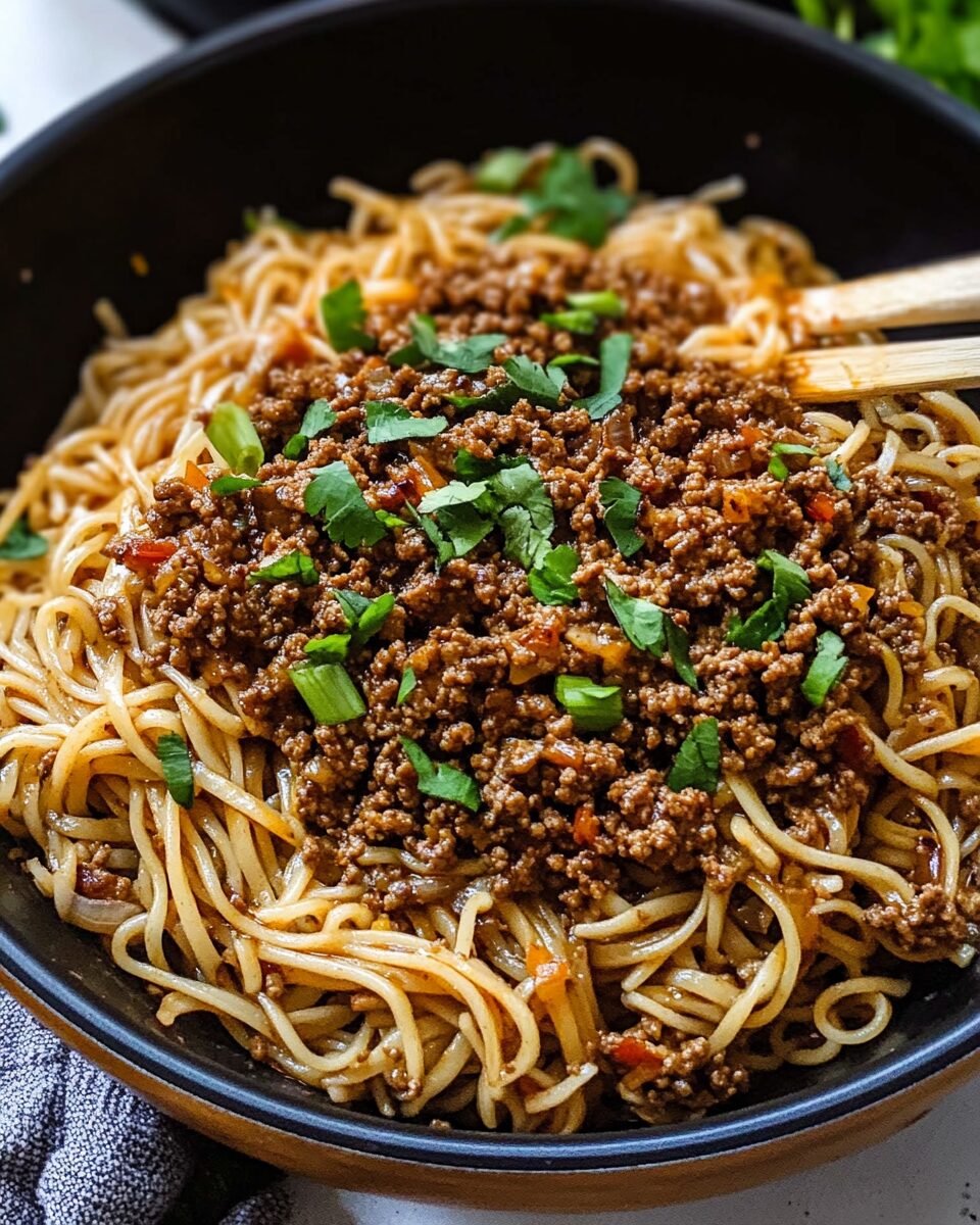 Mongolian Ground Beef and Noodles