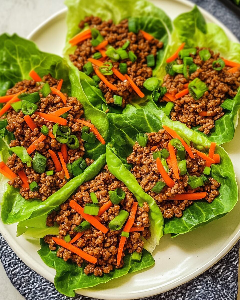 Asian Ground Beef Lettuce Wraps