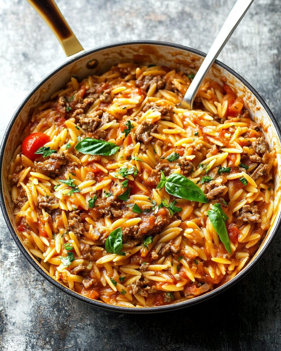 One-Pot Tomato Beef Orzo