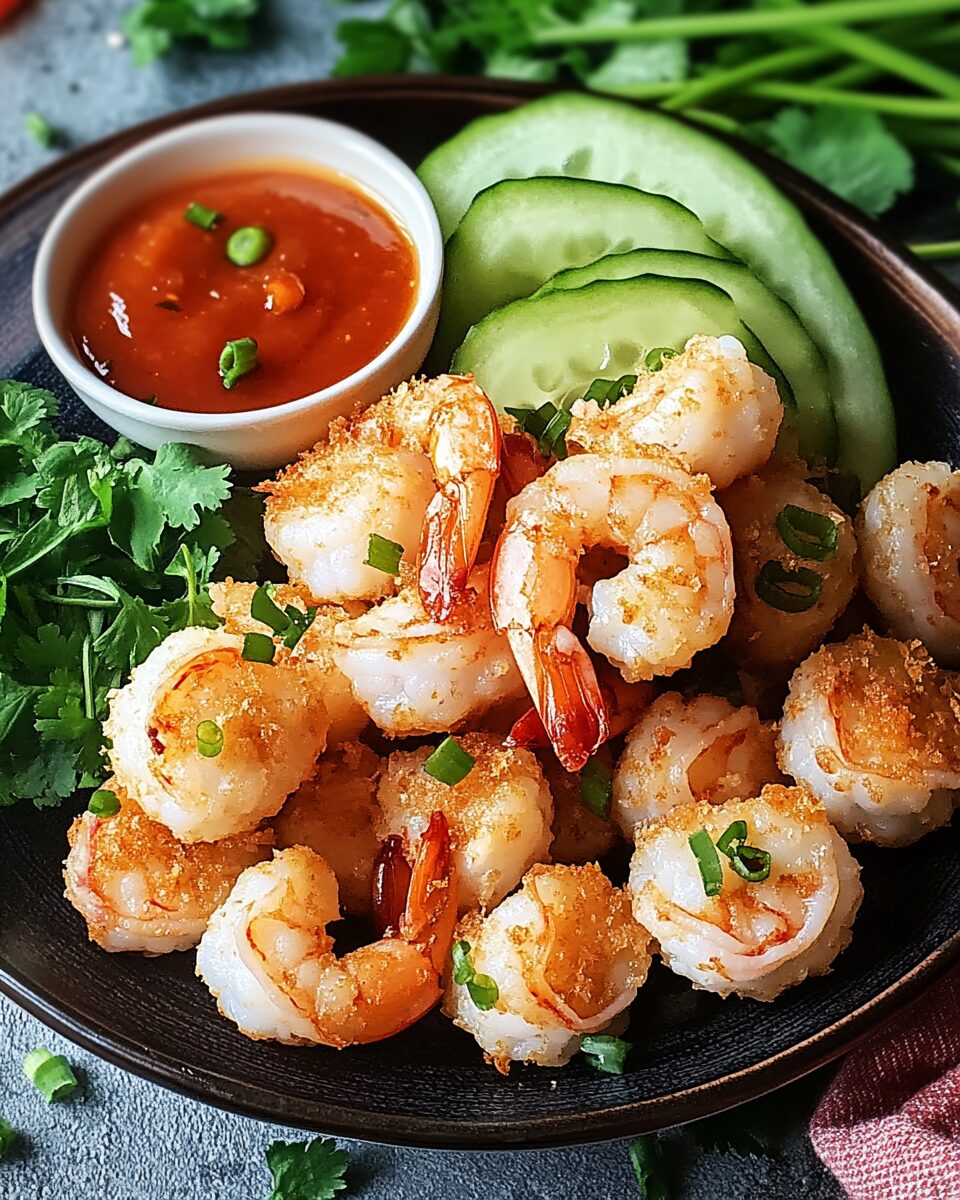 Shrimp Balls with Crispy Garlic and Herbs