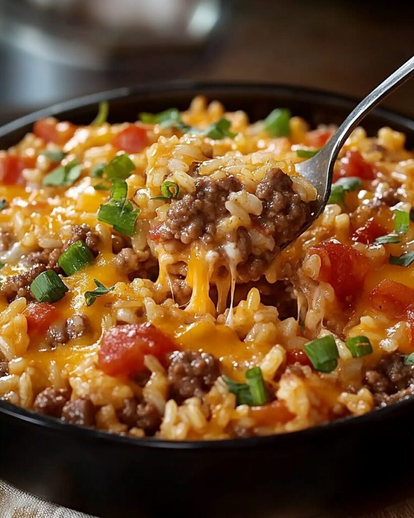 Cheesy Hamburger Rice Casserole