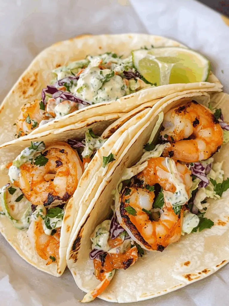 Cilantro Lime Shrimp Tacos with Creamy Slaw