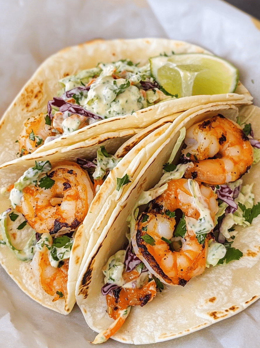 Cilantro Lime Shrimp Tacos with Creamy Slaw