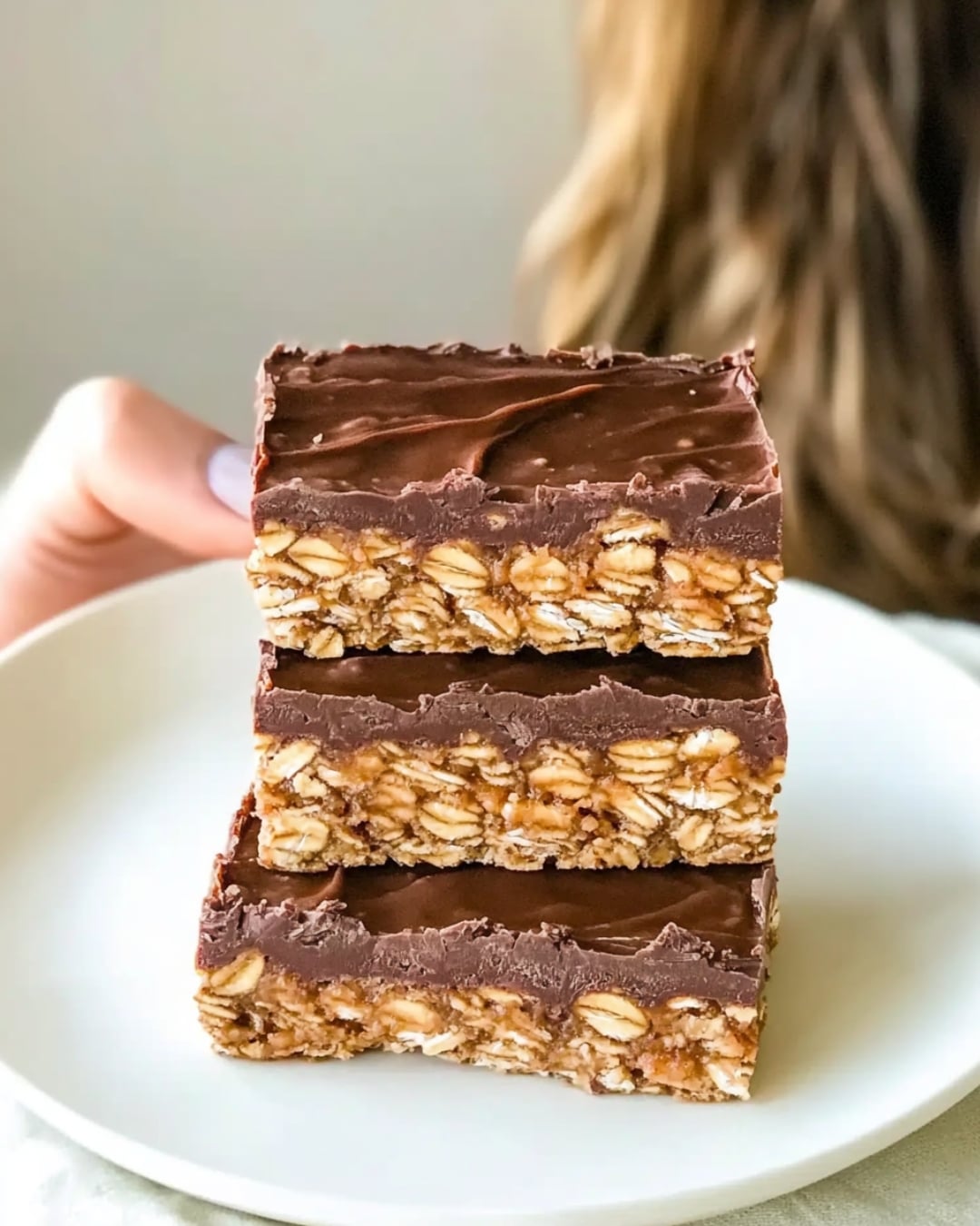 Healthy Chocolate Peanut Butter Oatmeal Bars