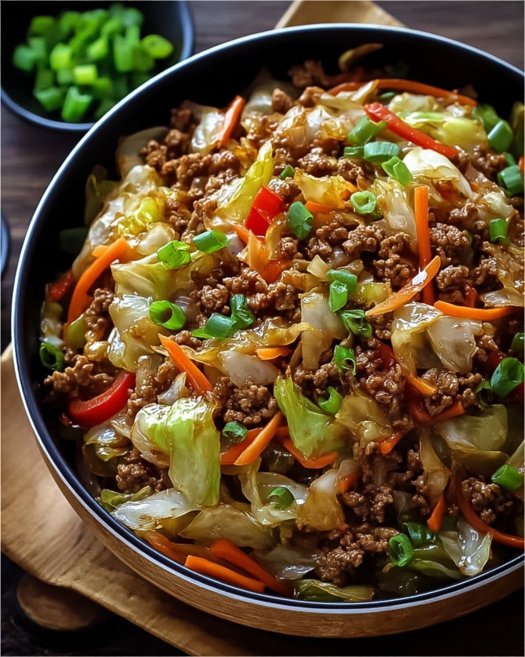 Chinese Ground Beef & Cabbage Stir-Fry