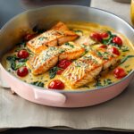 Creamy Garlic Butter Salmon with Spinach and Tomatoes