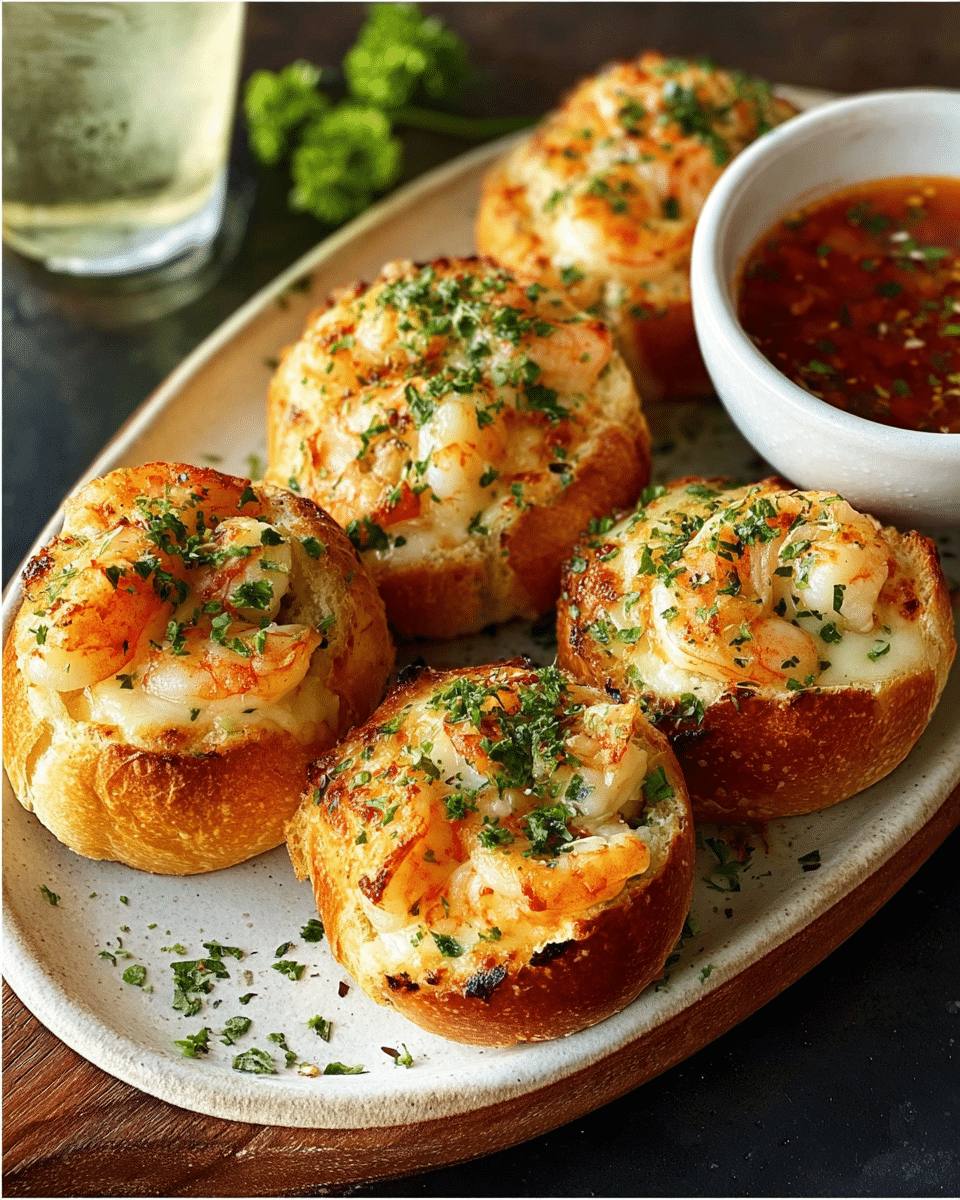 Crabby Shrimp-Stuffed Garlic Bread Bombs