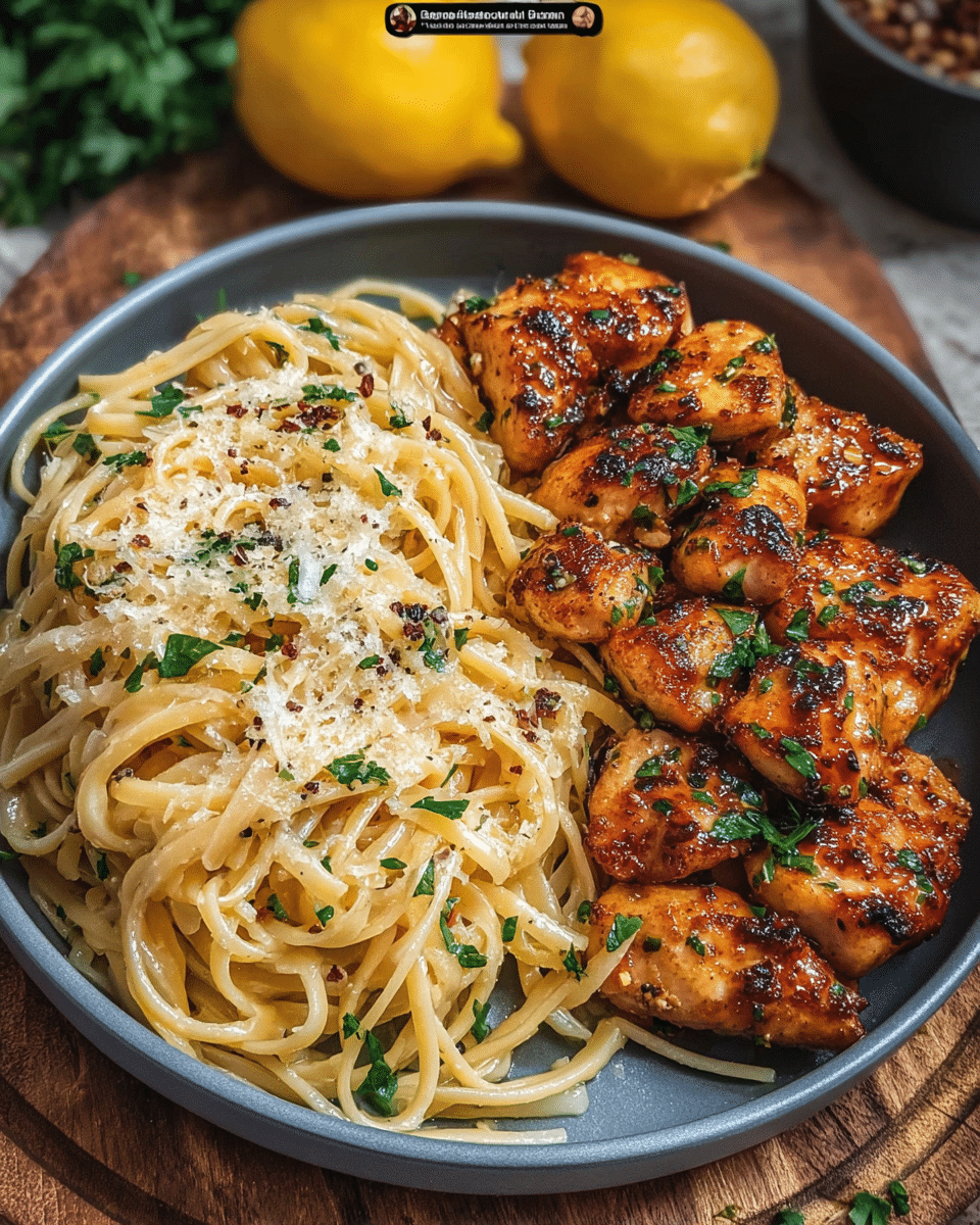 Lemon Garlic Butter Chicken with Parmesan Linguine