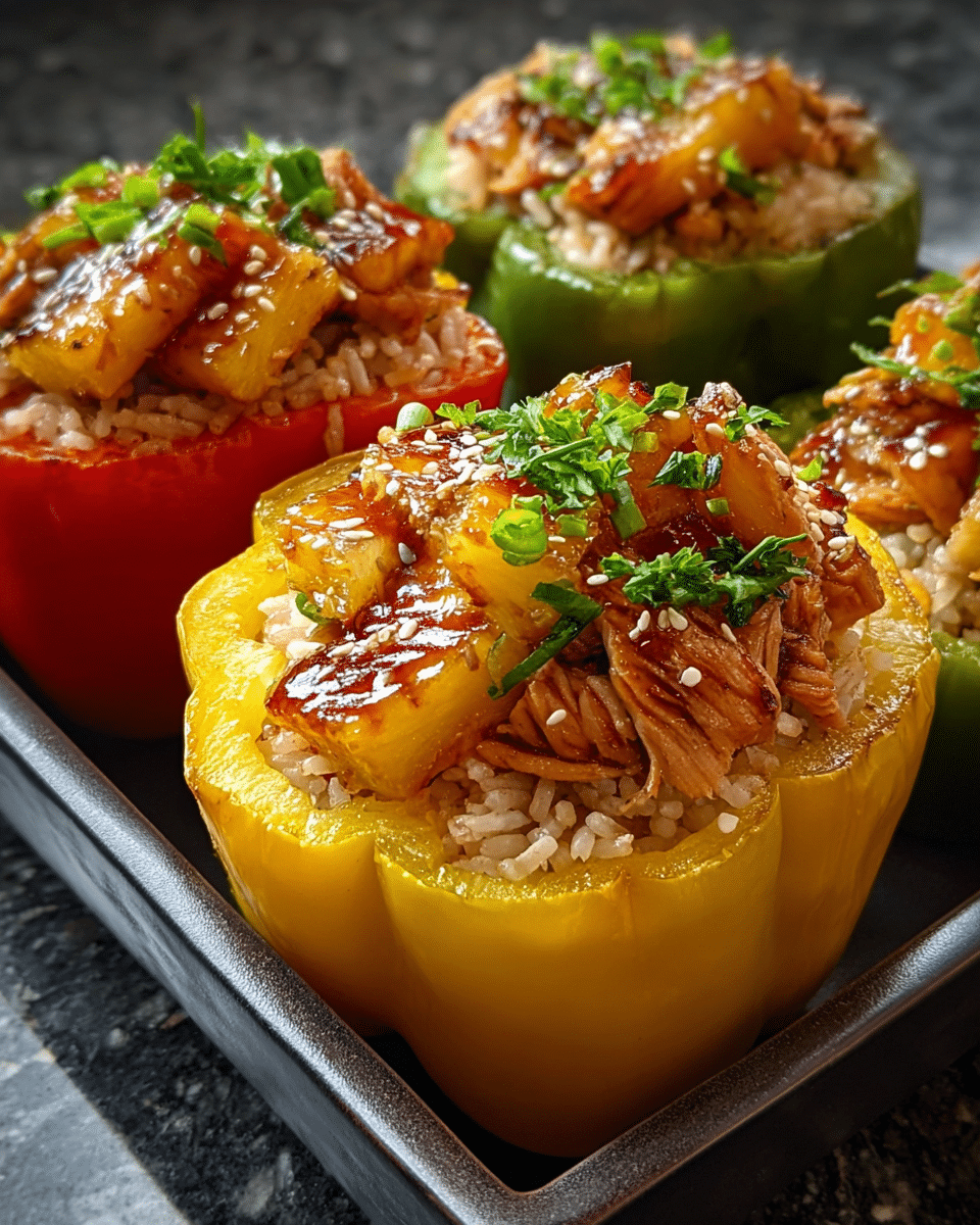 Teriyaki Pineapple Chicken & Rice Stuffed Peppers