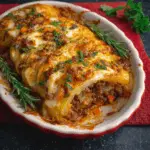 Potato and Beef Casserole with Mozzarella and Peppers