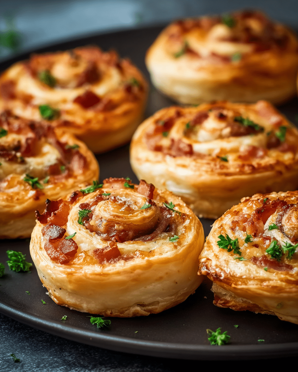 Cheesy Bacon Puff Pastry Snails – A Crispy, Savory Delight