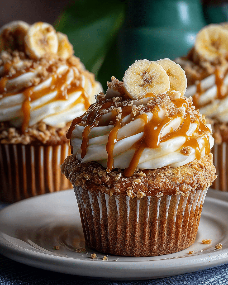 Banana Caramel Peanut Butter Cupcakes