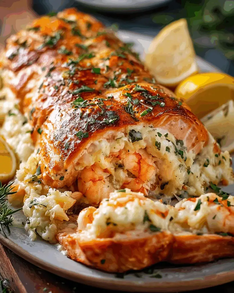 Crab and Shrimp Stuffed Salmon