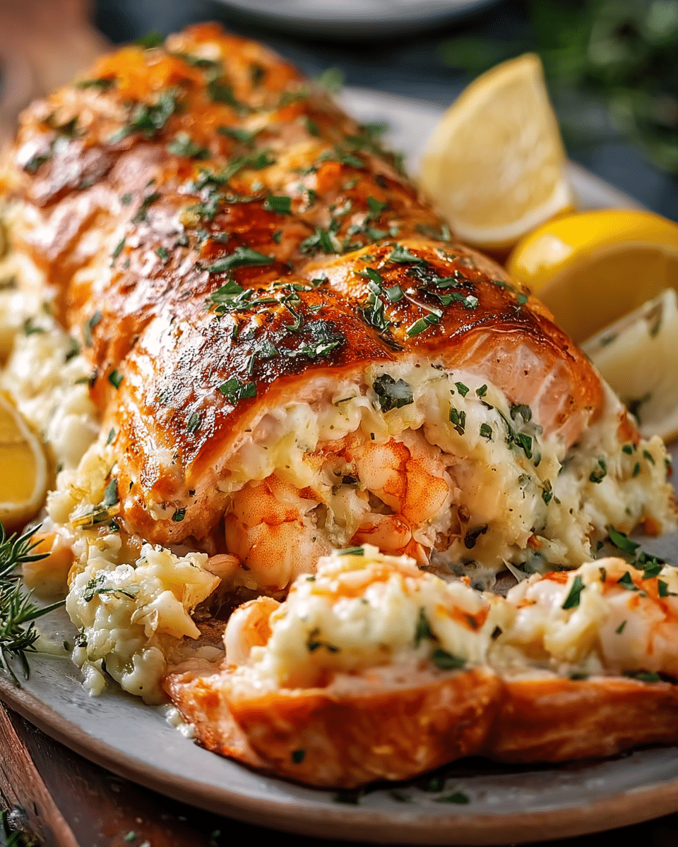 Crab and Shrimp Stuffed Salmon