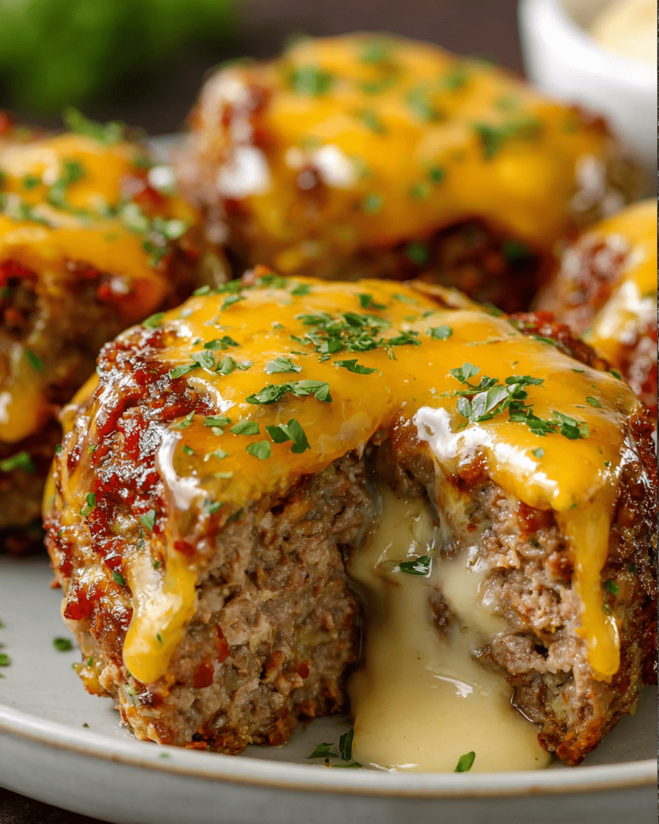 Cheesy Stuffed Meatloaf Bites