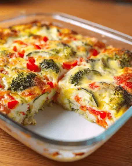 Baked Vegetable & Egg Bake with Zesty Yogurt Sauce