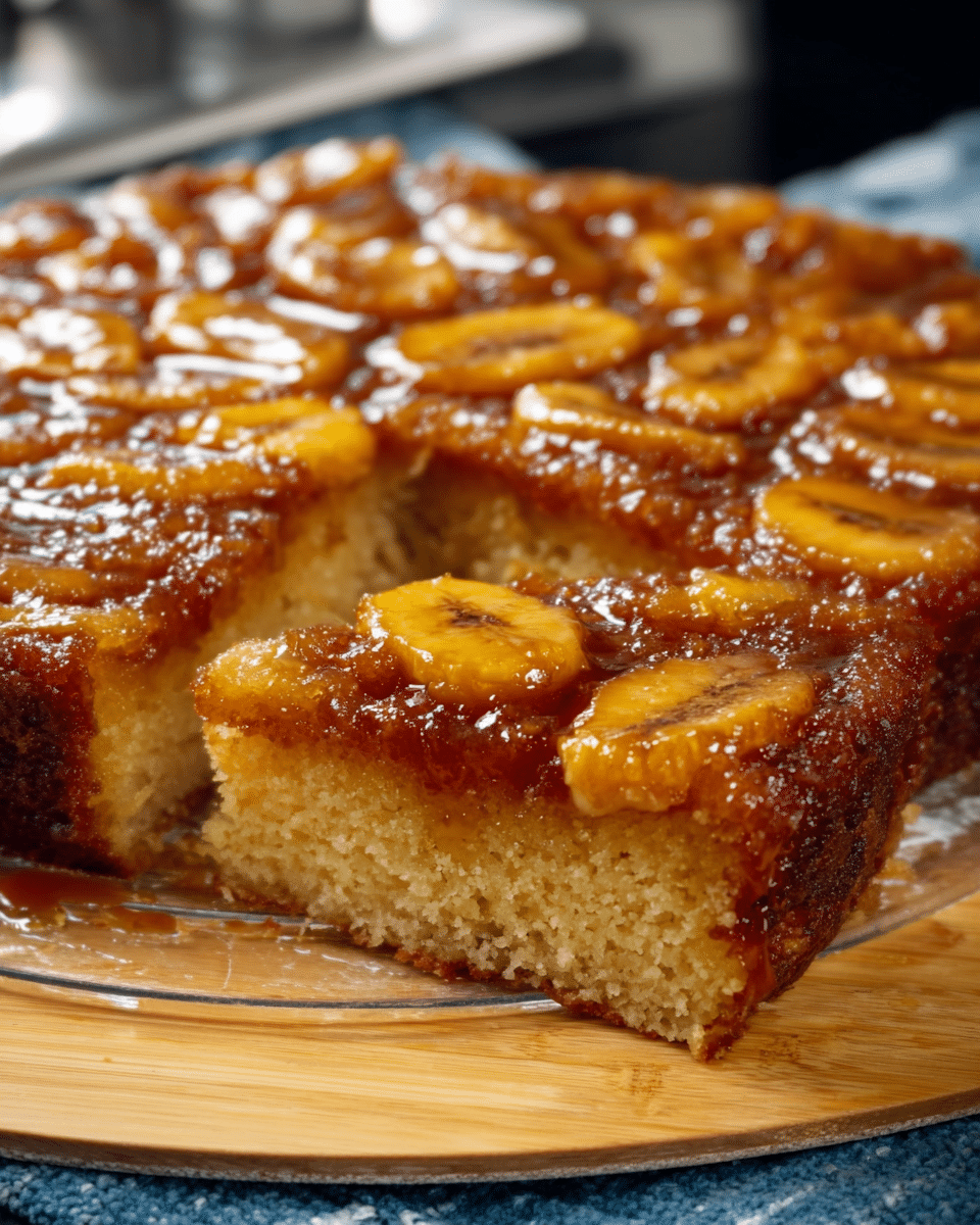 Banana Upside-Down Cake with Caramel Topping