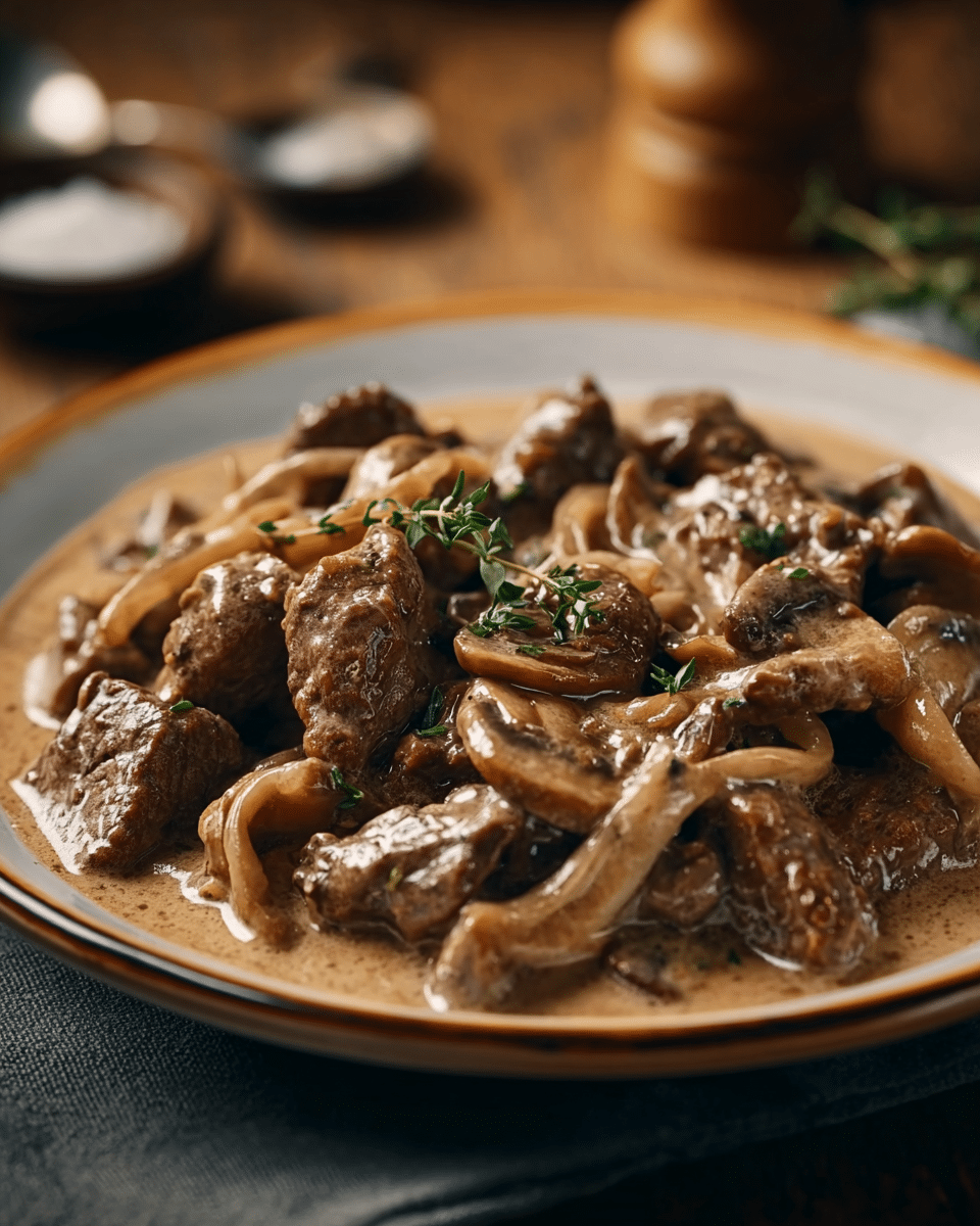 Creamy Beef and Mushrooms Stroganoff