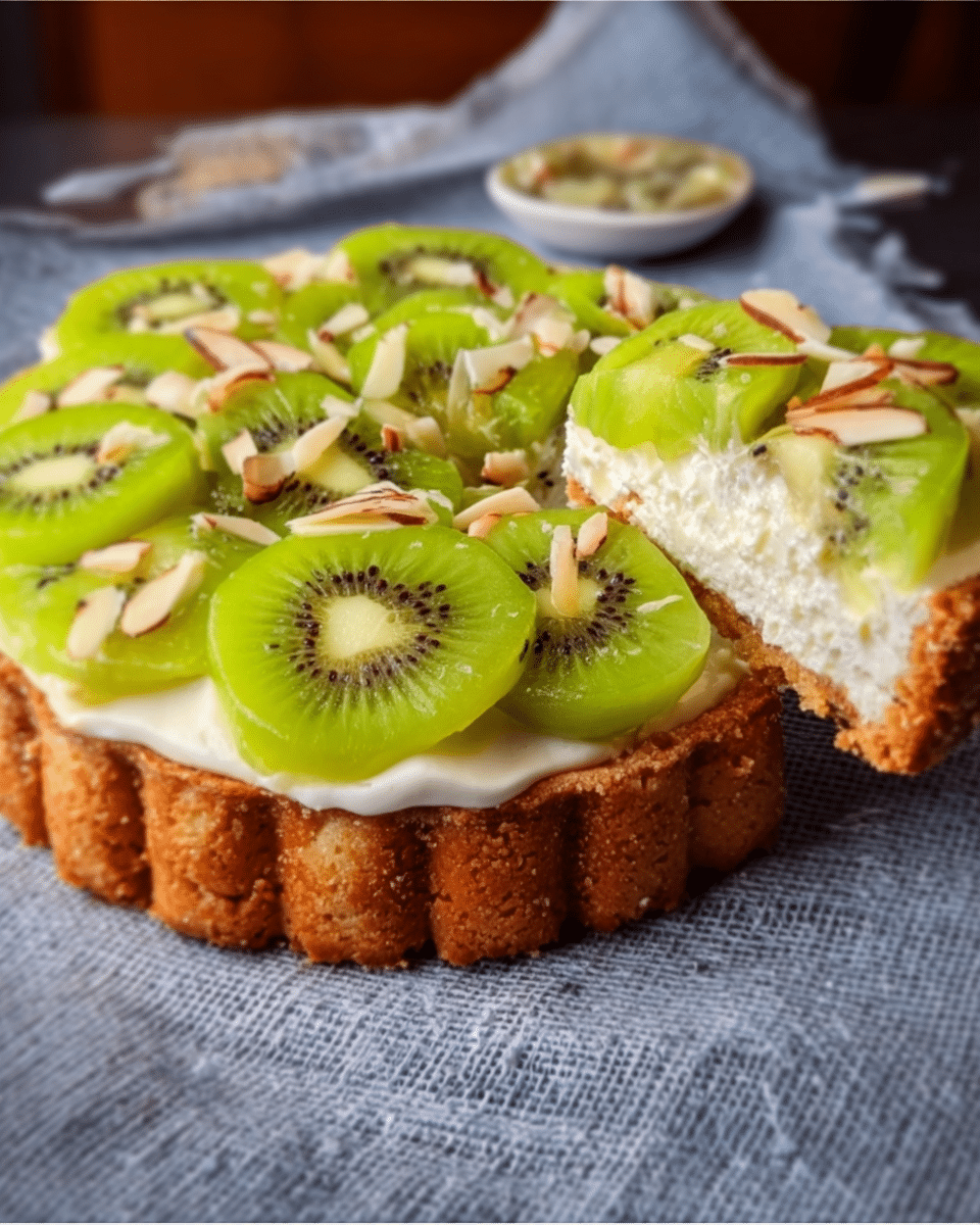 Fresh & Creamy Kiwi Almond Yogurt Tart
