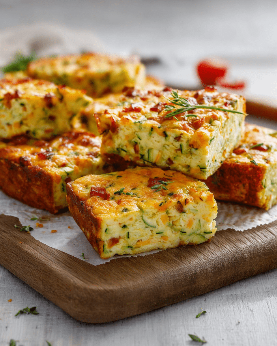 Cheesy Zucchini, Bacon & Cheese Slice
