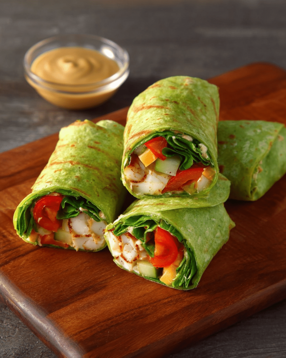 Spinach Tortilla Wrap with Fresh Veggies & Cheese