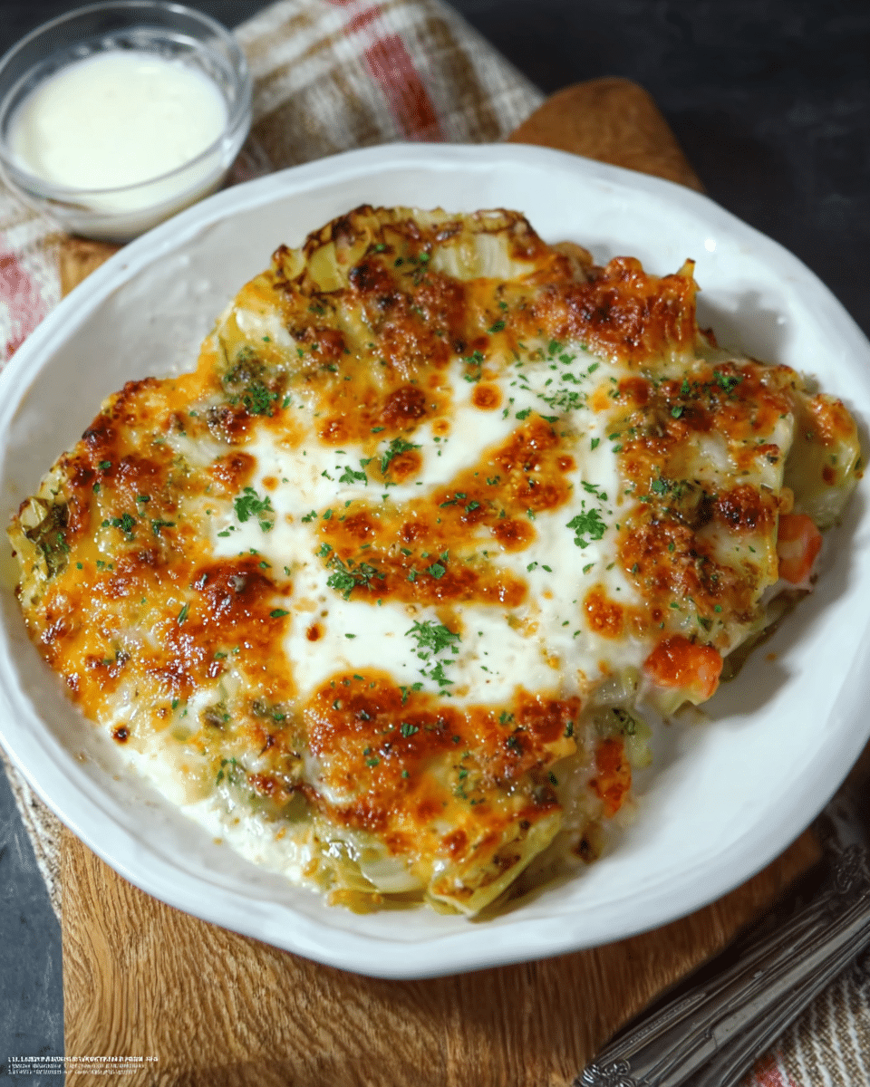 Baked Chinese Cabbage and Potato Dish with Mozzarella