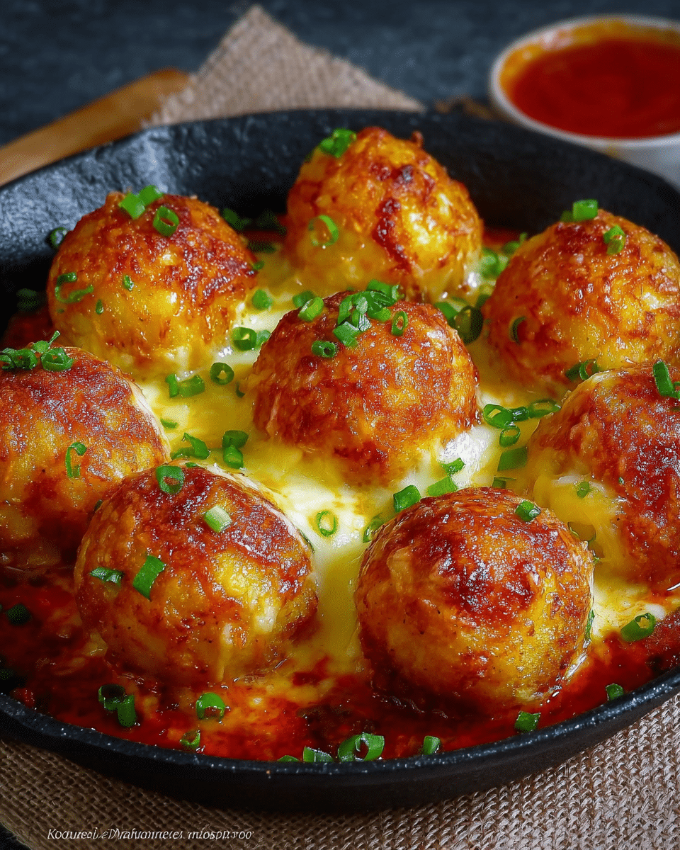 Easy Cheesy Potato Balls in Rich Tomato Garlic Sauce