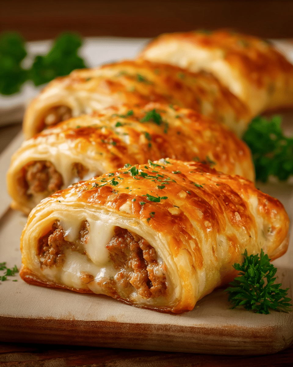 Easy Minced Meat & Cheese Roll in Puff Pastry