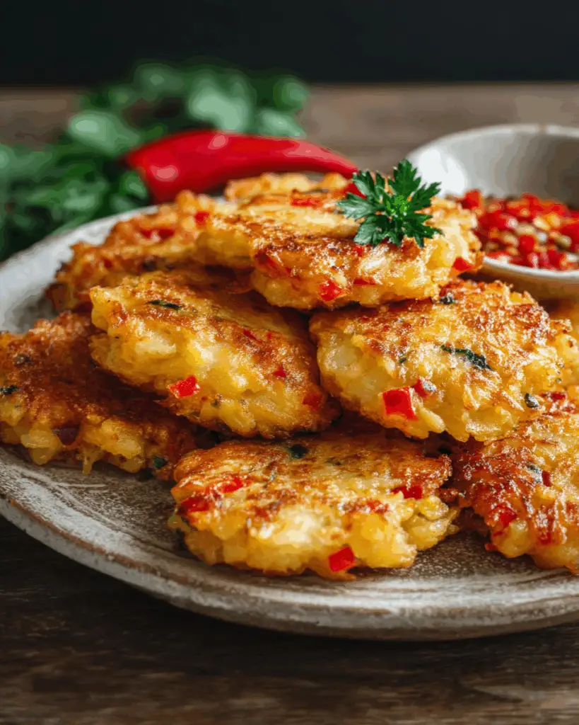 Golden Potato & Bell Pepper Fritters with Herbs