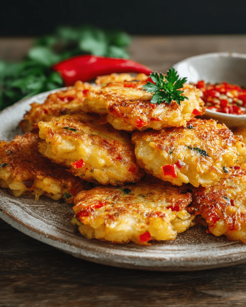 Golden Potato & Bell Pepper Fritters with Herbs